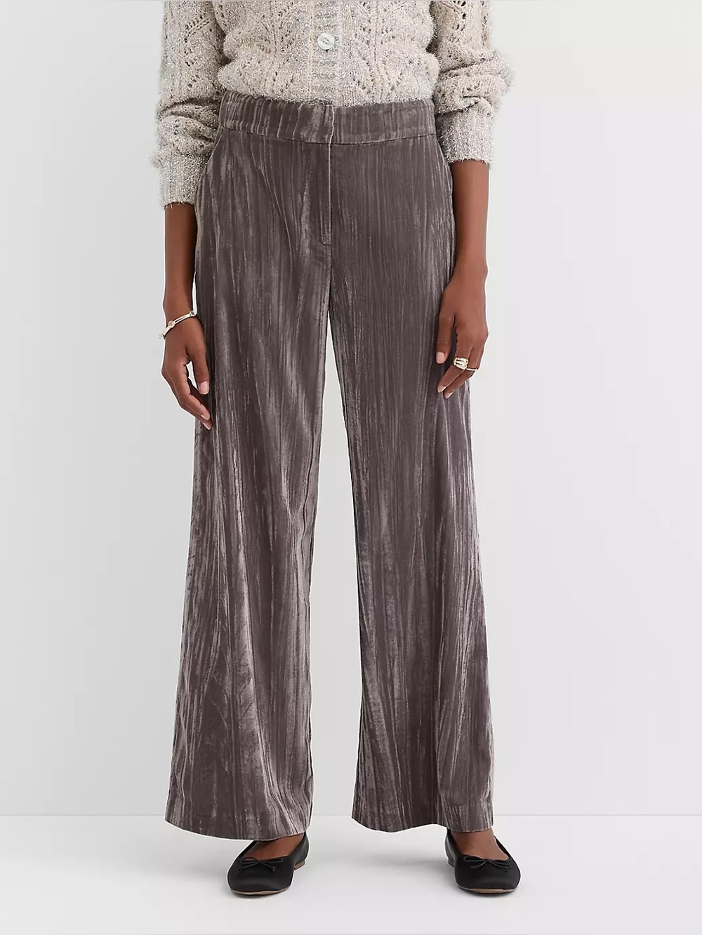 LOFT velvet wide-leg pants NWT